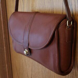Vintage COACH Roll Crossbody Bag #9887, British Tan/Mahogany, 1990s RARE